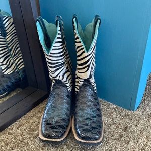 Ariat Hair-on zebra pattern square toe boots